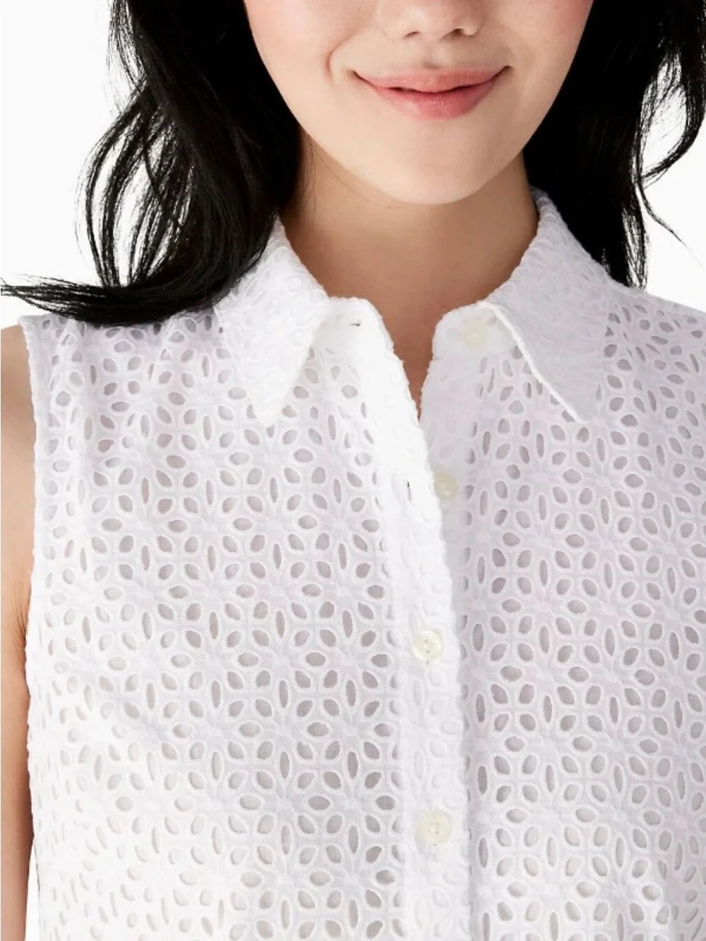 Kate Spade New York Eyelet Shirt Dress White Cotton XS $349 Lace Mini Preppy